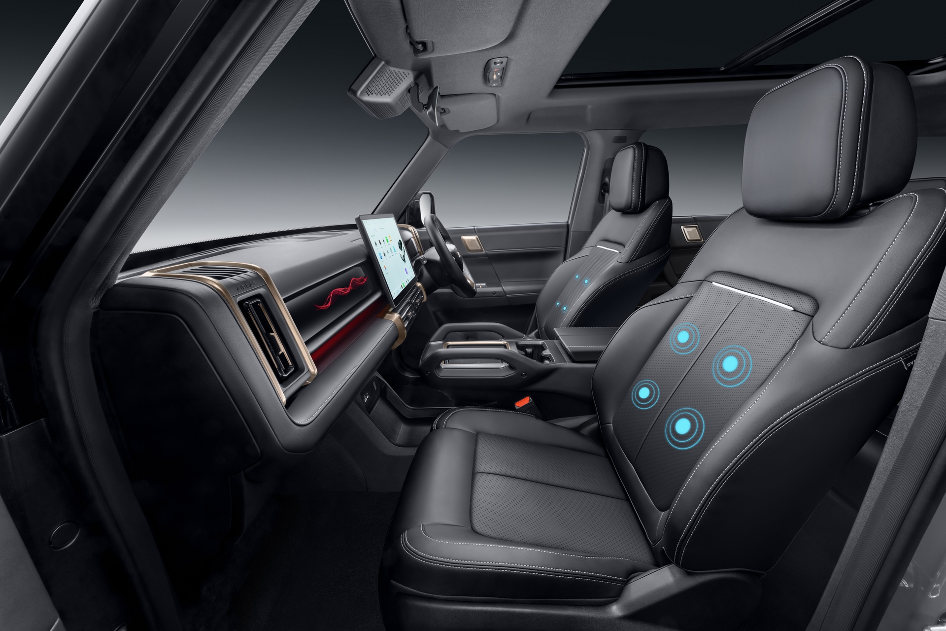 Front passenger relaxation massage function.