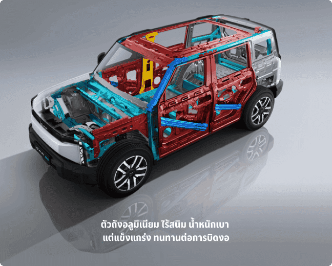 ตัวถังอลูมิเนียม ไร้สนิม น้ำหนักเบา  แต่แข็งแกร่ง ทนทานต่อการบิดงอ